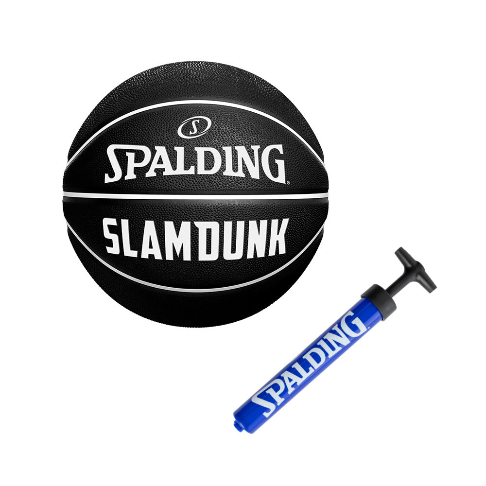 Slam Dunk Rubber Indoor/Outdoor Basketball + Single Action Ball Pump